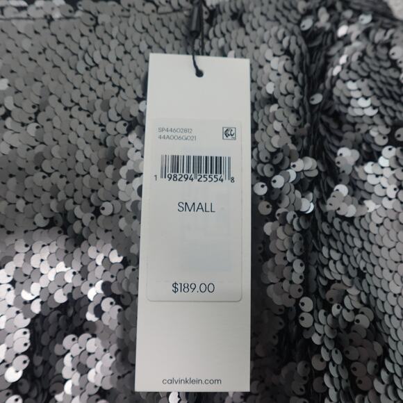 Calvin Klein Sequin Midi Dress Silver- Small - Picture 3 of 9